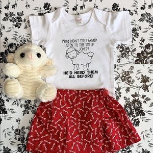 “Why didn’t the farmer...” gender neutral onesie